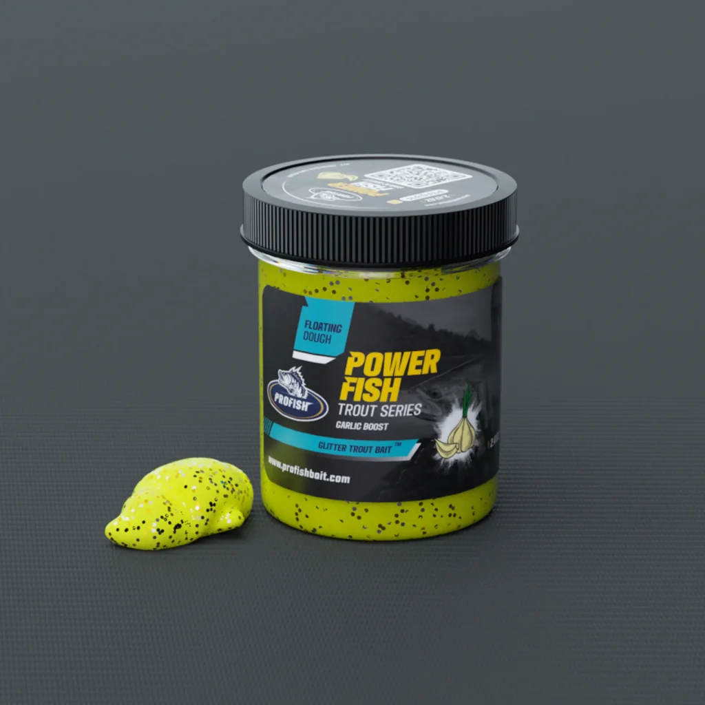 Power Fish ® Glitter Trout Bait Garlic Boost ( Fluorescent Yellow )